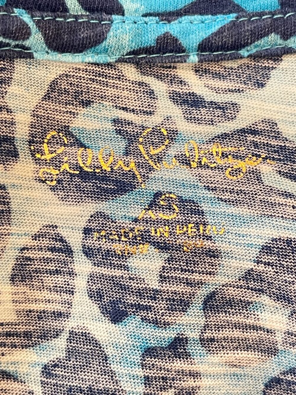 Lilly Pulitzer Etta V Neck Shirt Top Blue Navy My Favorite Spot Leopard Print XS - Picture 3 of 5